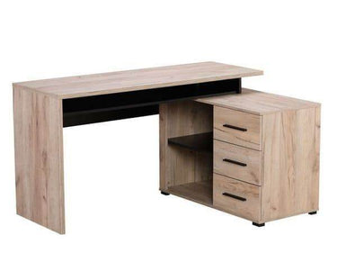 Amag Oak and Black Large Corner Desk with Drawers for Home Office - UK Luxury Furniture